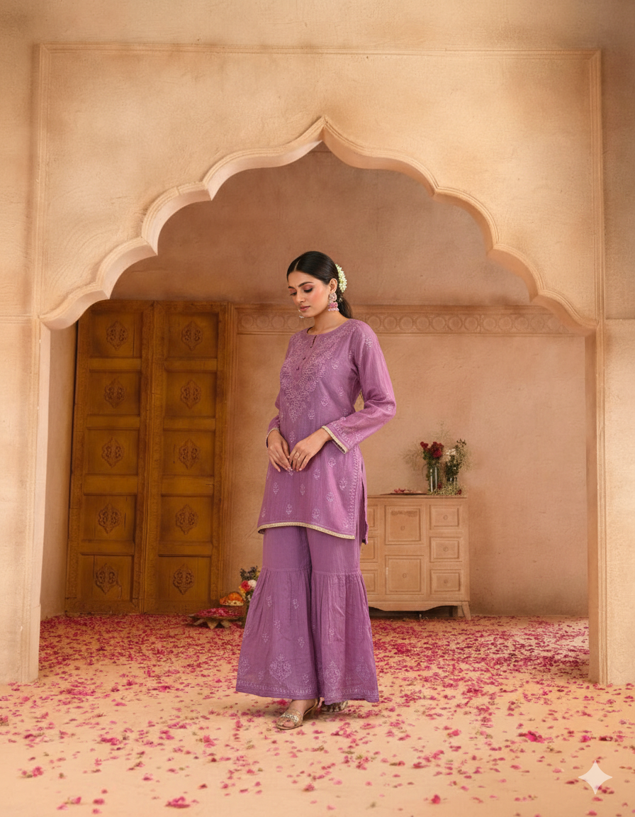 Purple Gharara Set