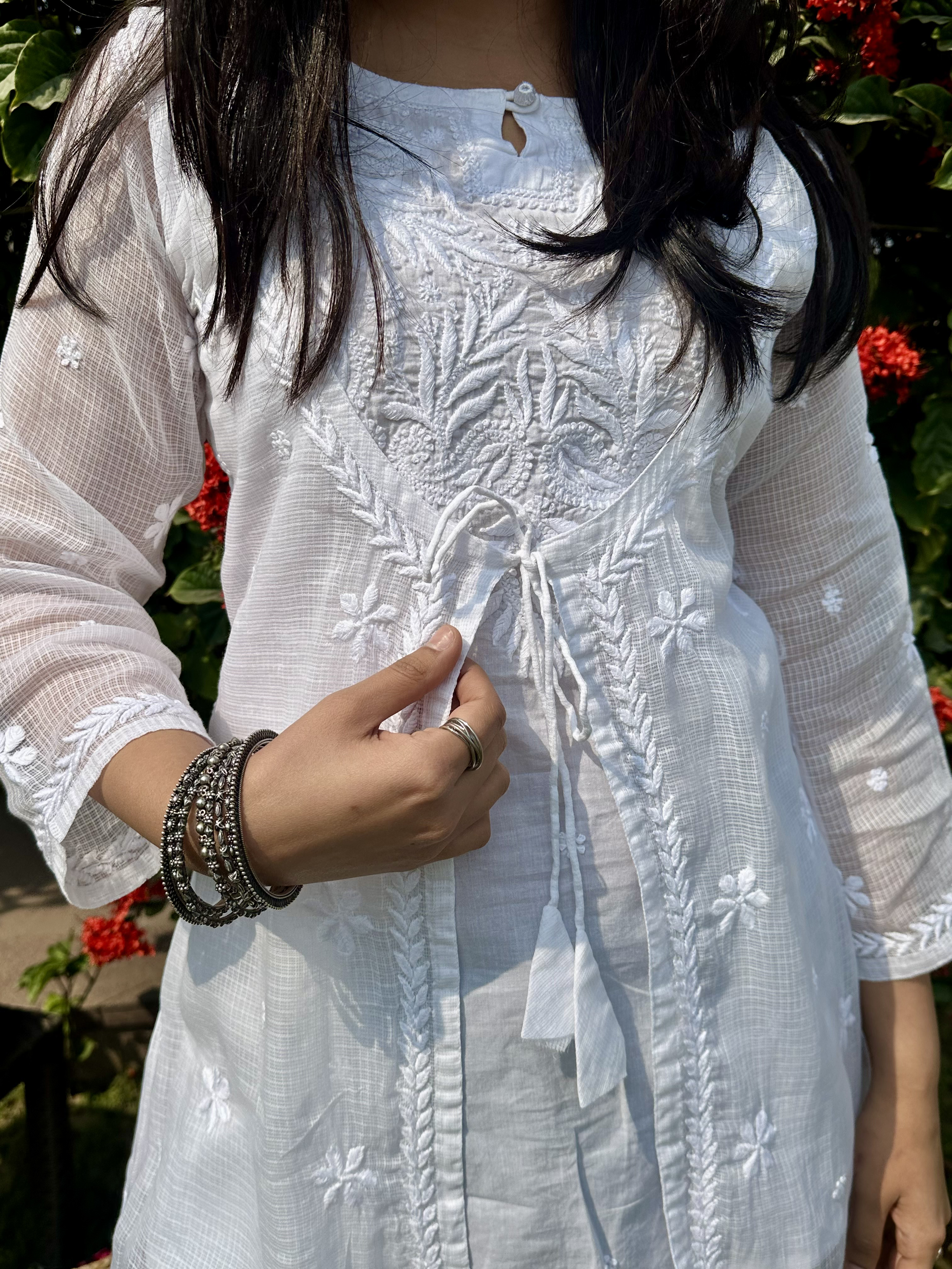 White Chikankari Short Kurta