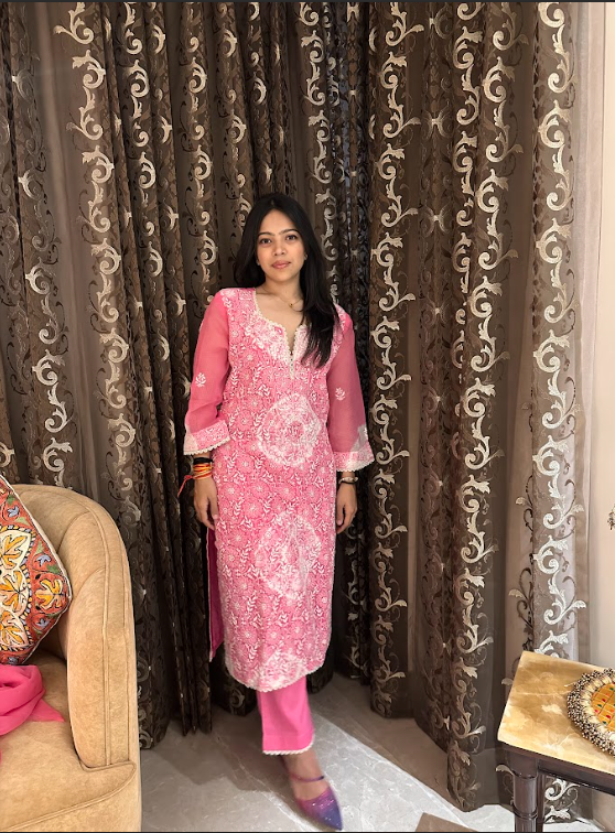 Gulnaar Pink Chikankari Set