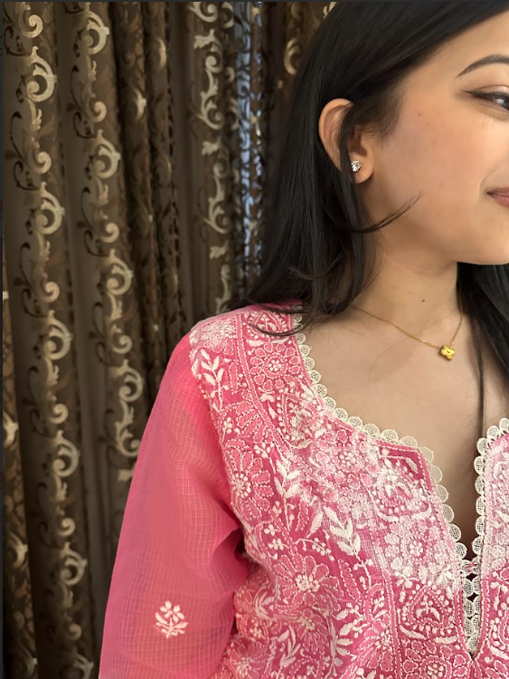 Gulnaar Pink Chikankari Set