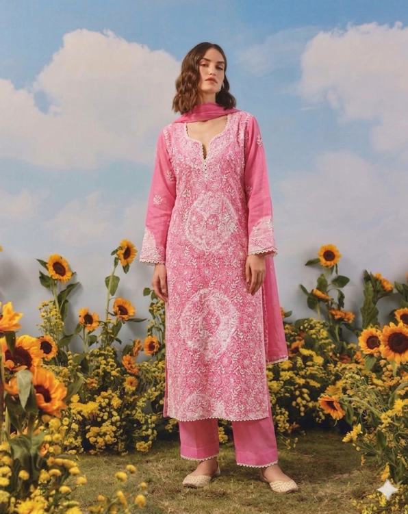 Gulnaar Pink Chikankari Set