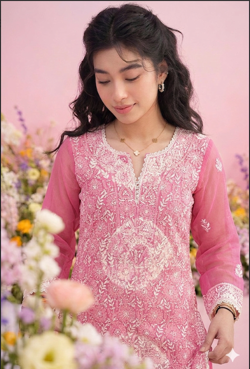 Gulnaar Pink Chikankari Set